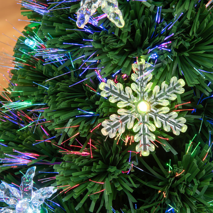 HOMCM 3FT Prelit Tree - LED & Fiber Optic Illuminated Artificial Christmas Tree with Foldable Stand - Festive Home Xmas Decor for Small Spaces