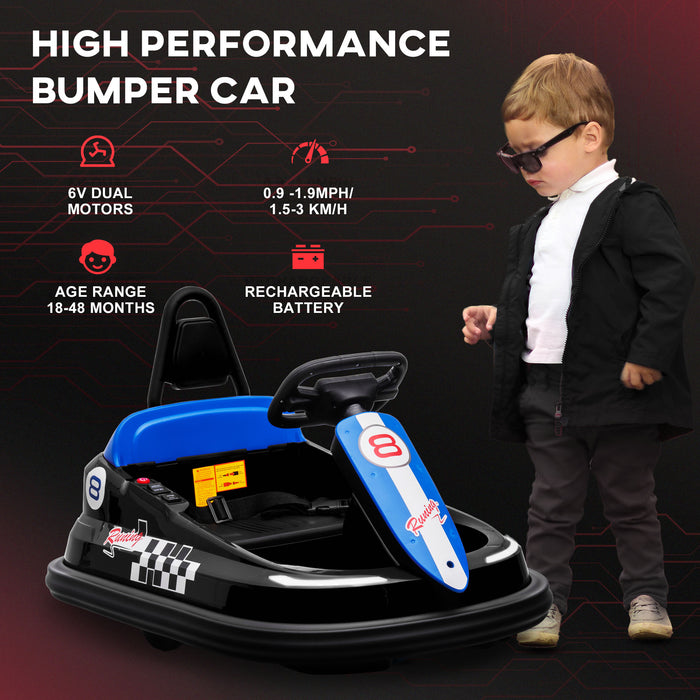 Electric Kids Bumper Car - 6V Battery-Powered Waltzer with 360-Degree Spin, Dual Speed, and Music - Ideal Entertainment and Fun Ride for Toddlers Aged 18-48 Months