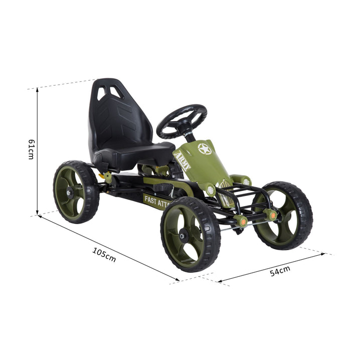 Pedal Go Kart Racer for Kids - Adjustable Seat with Braking System in Vibrant Green - Fun Outdoor Racing Ride for Children