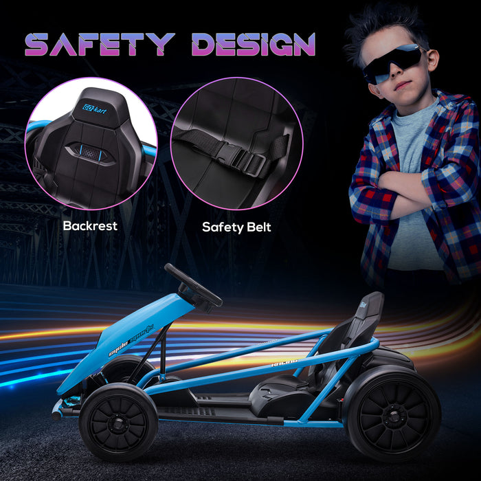 Electric Go Kart for Kids - 24V Drift Ride-On Racer with Dual Speed Settings, Blue - Perfect for Boys & Girls Aged 8-12 Years Old