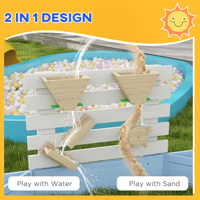 Kids' Outdoor Wooden Sandbox with Built-In Seating - Durable Play Area with 6 Blue Seats - Perfect for Backyard Fun and Creative Play