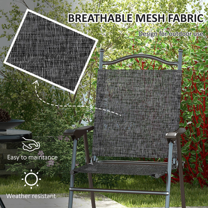 Folding Patio Camping Chair Duo - Comfortable Mesh Fabric Seating with Armrests - Versatile Outdoor Chairs for Adults and Lawn Enthusiasts