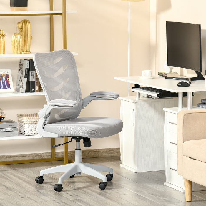 Ergonomic Swivel Mesh Chair with Lumbar Support - Flip-Up Arms and Adjustable Height Office Seating - Ideal for Home Desk Task and Comfort