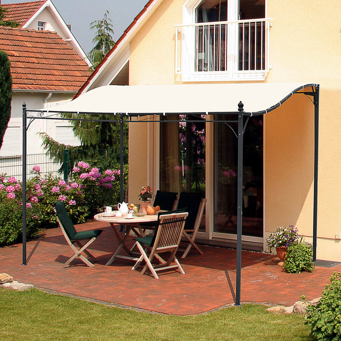 Elegant Scrolling Pergola Gazebo - Metal Frame with Weather-Resistant Canopy, 3x3m, Cream White - Sun and Rain Shelter for Garden Outdoor Comfort