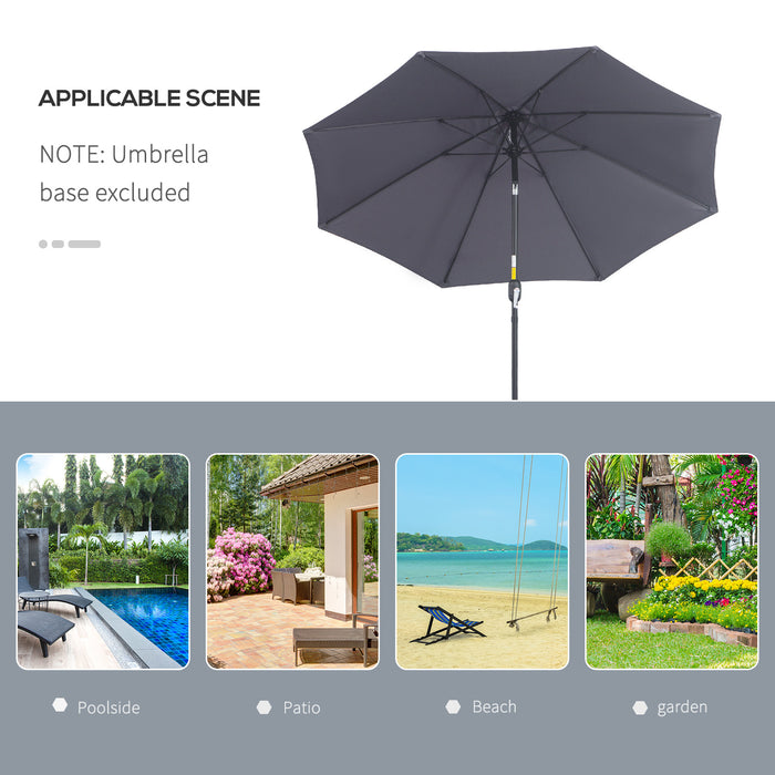 2.7M Garden Parasol with Tilt Function - Aluminium Patio Sun Umbrella & Shade Shelter, Charcoal Grey - Ideal for Outdoor Relaxation and UV Protection