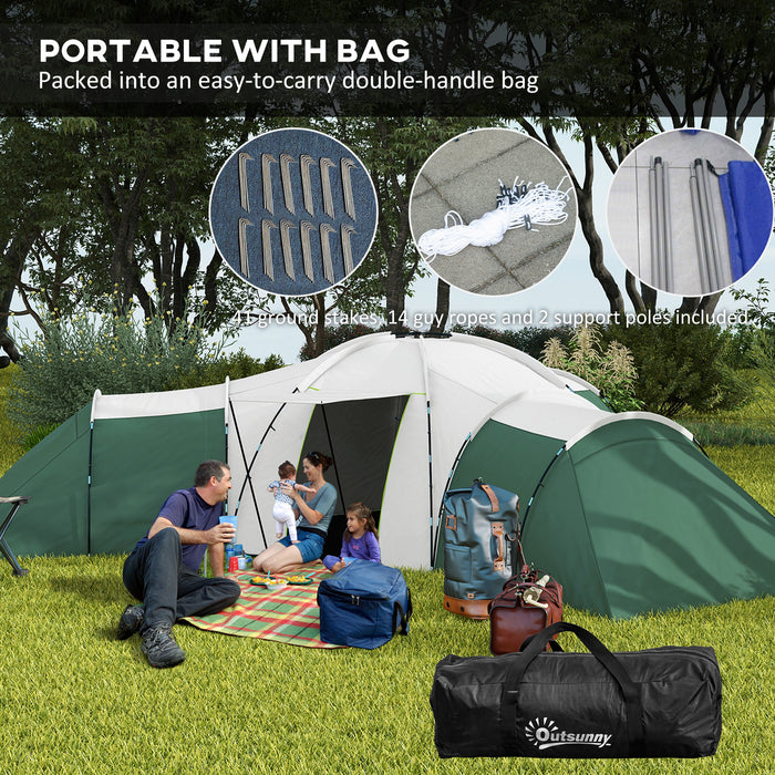 Large Family Camping Tent for 6-9 People - Multiple Bedrooms with Spacious Living Area - Complete with Essential Accessories