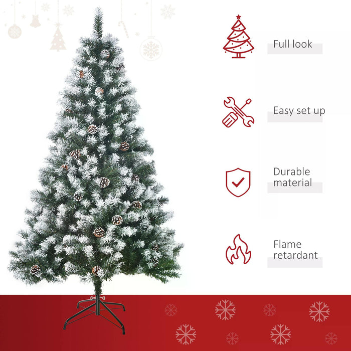 Holiday Home Faux Pine Christmas Tree - 5-Foot Pre-Decorated with Pine Cones, Auto-Open Design for Easy Setup - Perfect for Festive Home Holiday Decor