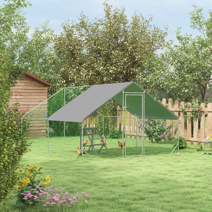 Spacious 3x4x2m Walk-In Chicken Coop Run - Includes Activity Shelf and Weatherproof Cover - Ideal for Keeping Chickens Active and Sheltered