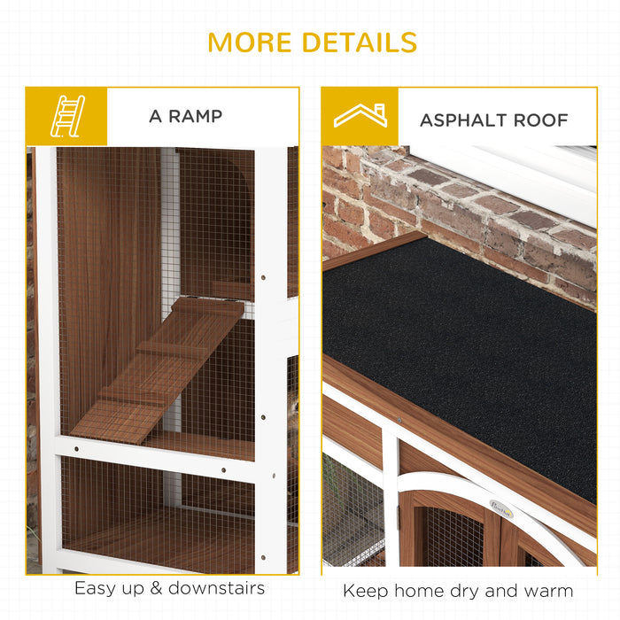 Wooden Double-Decker Animal Cage - Dual-Layer Hutch with Retractable Roof and Easy-Clean Tray - Ideal for Small Pets Comfort & Hygiene