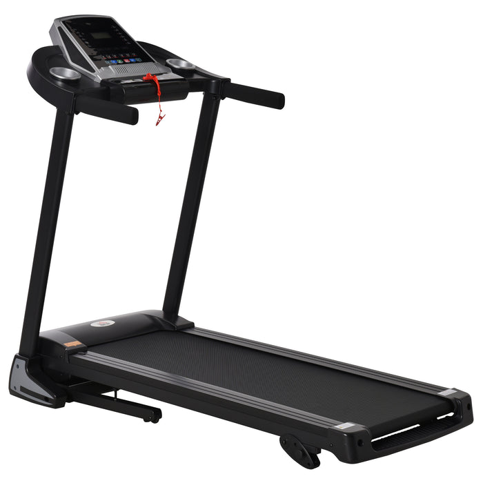 Electric Folding Treadmill with 12 Preset Programs - Motorized Running Machine with LED Display, Drink and Phone Holders - Ideal for Home Workout and Cardio, Black