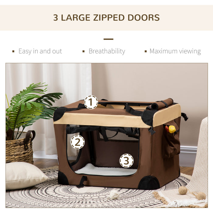 Foldable 60cm Pet Carrier - Sturdy Dog and Cat Travel Bag with Comfort Cushion - Ideal for Miniature Breeds and Small Pets Transport