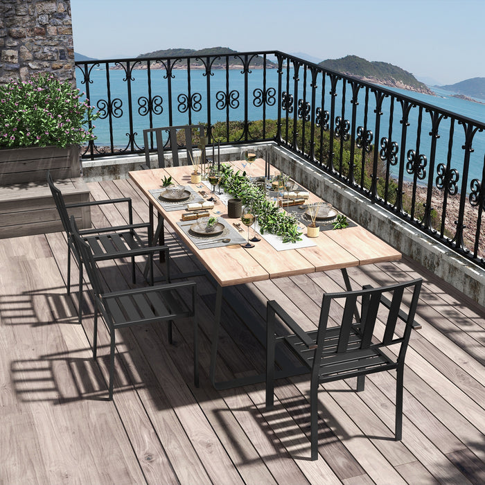 Metal Slatted Patio Dining Chairs - Set of 4, Durable Black Finish - Ideal for Outdoor Entertaining and Family Gatherings