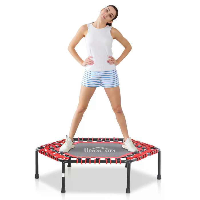 Mini Hexagon 40" Trampoline with Steel Frame - Durable Red Bounce Surface for Kids - Indoor/Outdoor Fitness Rebounder for Children