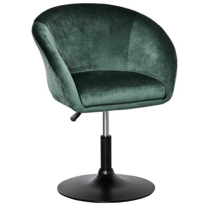 Adjustable Green Swivel Bar Stool - Fabric Upholstered Dining Chair with Tub Seat and Backrest - Versatile Dressing Stool for Home or Bar Use