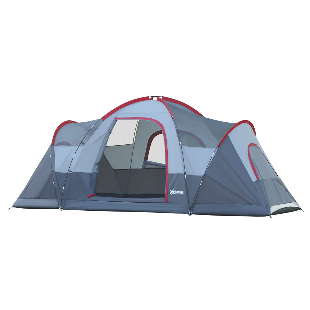Dome Tent for 5-6 People - UV Protection, Water-Resistant Camping Shelter with Sun Shade Tunnel - Ideal for Family Camping and Hiking Adventures - Grey