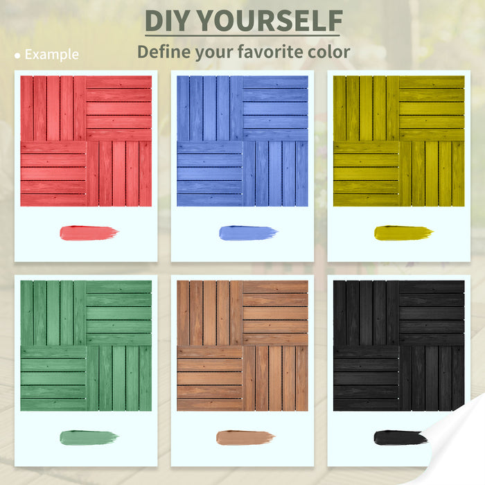 27-Piece Interlocking Solid Wood Deck Tiles - DIY Easy Install Floor Solution for Indoor & Outdoor Spaces - Enhances Patio, Balcony, and Backyard Aesthetics