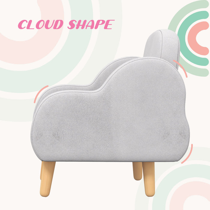 Cloud Shape Kids Armchair - Ergonomic Mini Sofa for Toddlers, Comfy Playroom Furniture - Ideal for Children Aged 1.5-5 Years, Grey Relaxation Chair