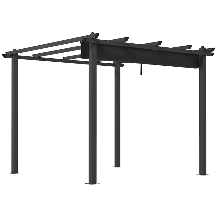 Aluminium Pergola 3x3m with Retractable Roof - Outdoor Garden Gazebo Sun Shelter and Grill Canopy - Ideal for Patio Deck Entertaining and Relaxation