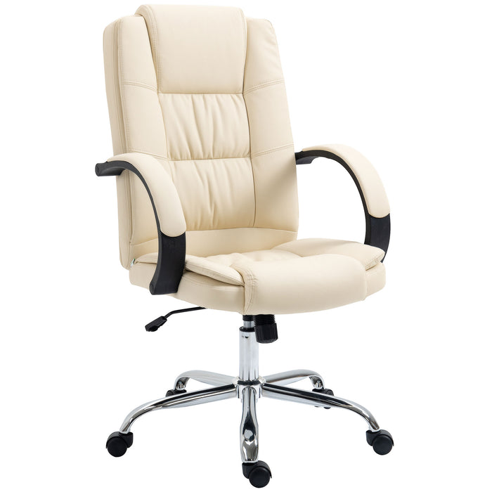 Ergonomic High Back Chair - Swivel Executive Office Chair with PU Leather, Padded Armrests, Adjustable Height & Tilt - Comfortable Seating for Professionals and Home Offices