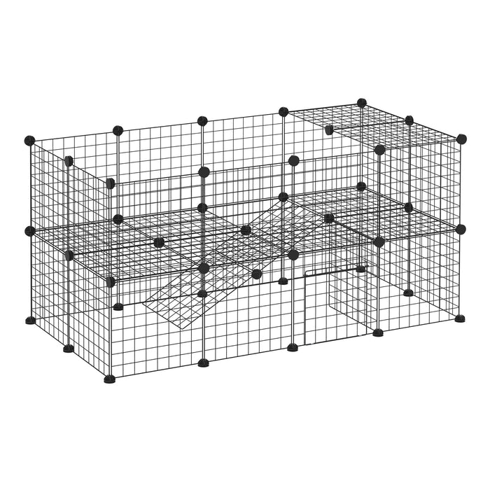 Metal Wire Small Animal Cage Playpen - 36-Panel Indoor/Outdoor Enclosure, Black - Ideal for Guinea Pigs, Rabbits, and Other Small Pets