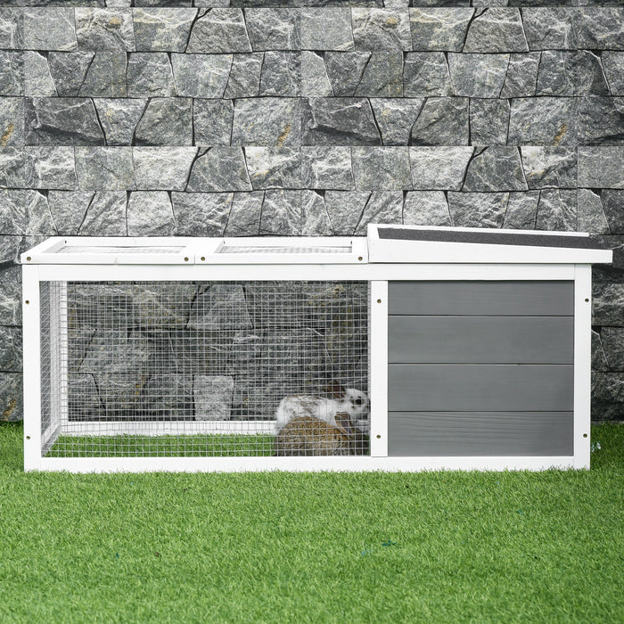 Wooden Rabbit Hutch with Pet Run Cover - UV-resistant Asphalt Roof & Water-repellent Finish for Extended Durability - Ideal for Indoor/Outdoor Use by Small Animals