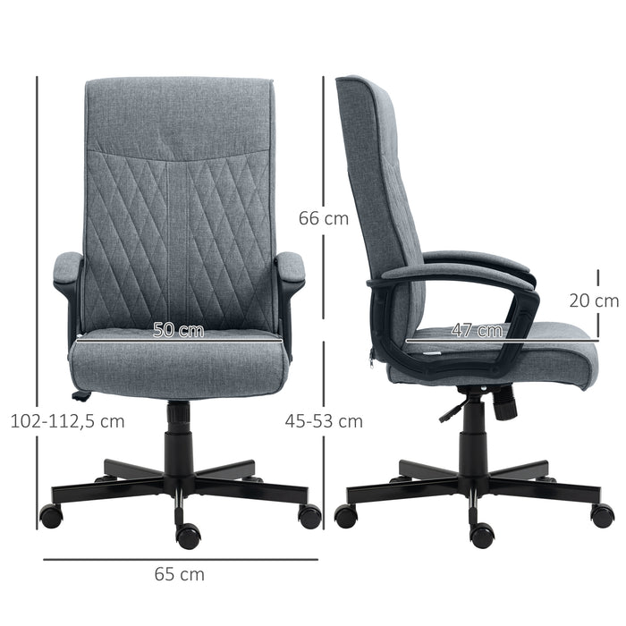 High-Back Linen Swivel Computer Chair - Adjustable Height & Tilt for Comfortable Seating - Perfect for Home Office, Bedroom & Study Spaces
