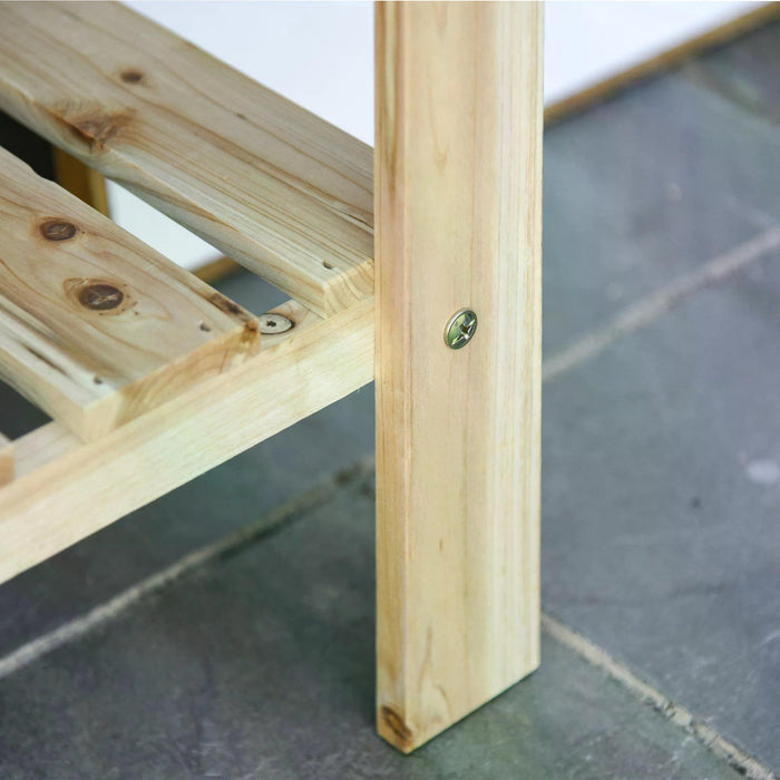 Nature Wood Color Raised Planter Stand - Outdoor Elevated Garden Bed with Partition, 100x40x84cm - Ideal for Florals & Vegetables