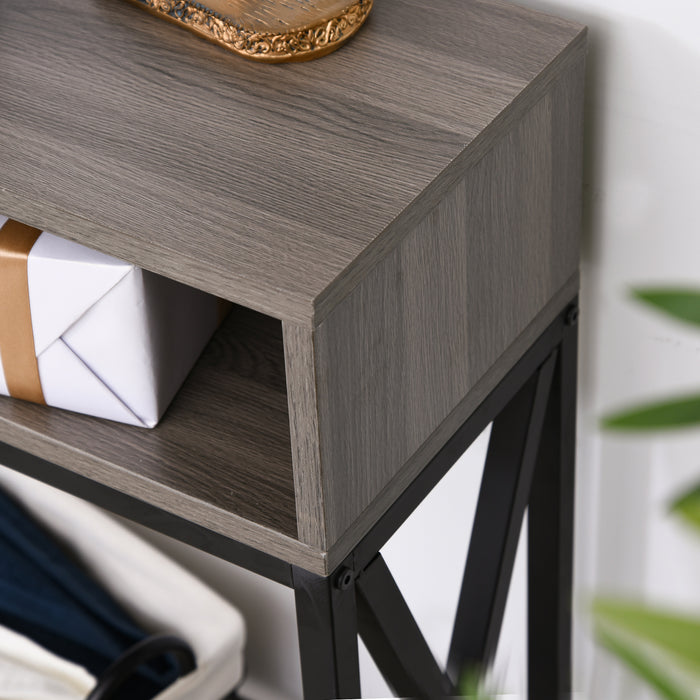 3-Compartment Console Table - Metal Frame with Adjustable Feet for Home and Office - Stylish Storage and Display Solution for Living Room