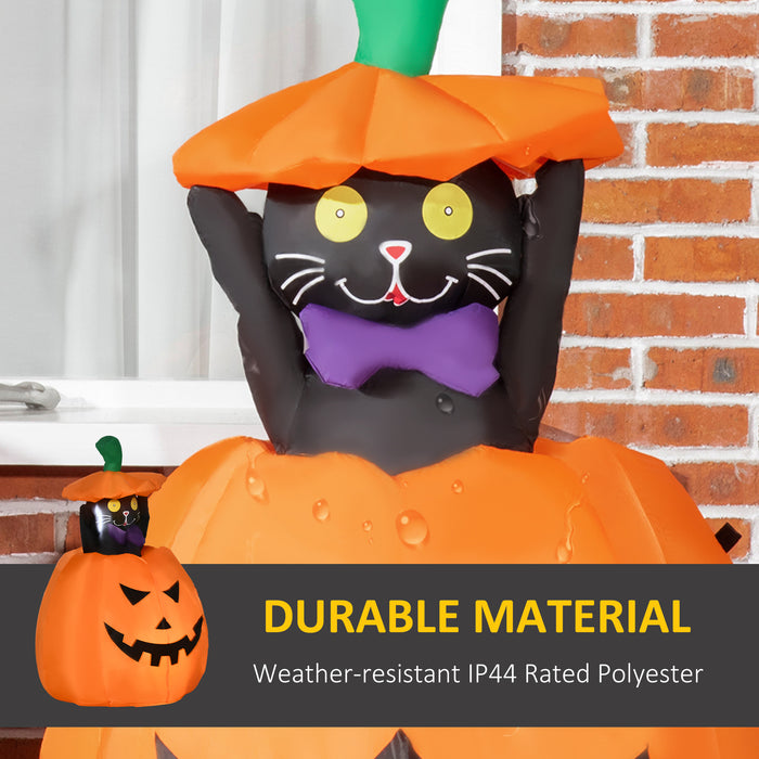 4ft Inflatable Halloween Pumpkin with Cat - LED Lighted Blow-Up Yard Decoration - Quick-Ship, Kid-Friendly Outdoor Festive Display