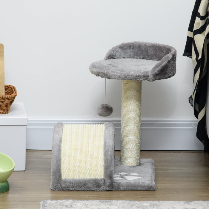 Cat Scratching Post with Hanging Ball - Multi-level Kitten Activity Centre with Climber - Indoor Scratch Solution for Feline Fun and Exercise