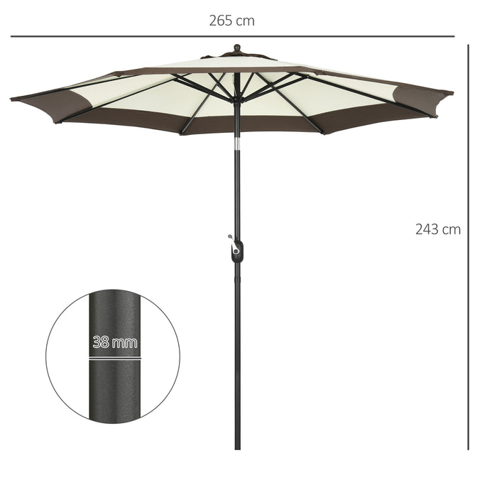 2.7m Garden Parasol Umbrella with Tilt and Crank - 8 Metal Ribs, UV Protection Sunshade for Outdoor Use - Ideal for Garden, Patio, Beach, and Yard Relaxation