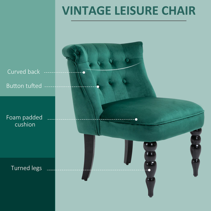 Velvet Wingback Accent Chair - Button Tufted, Rubber Wood Legs, Stylish Dark Green - Elegant Seating for Living Room and Bedroom