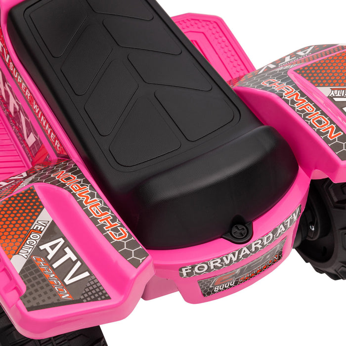 Pink 6V Battery-Powered ATV Ride-On for Toddlers - Four Wheeler with Real Working Headlights, Motorcycle Design - Fun Outdoor Play for Ages 18-36 Months Kids