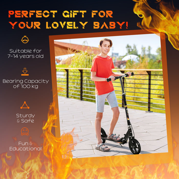 Kids Scooter with Adjustable Height - Foldable Kick Scooter with Brake for Children - Suitable for Boys & Girls Ages 7-14, Black