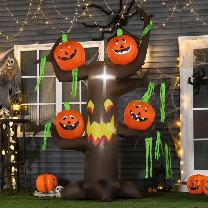 Halloween Inflatable Ghost Tree Decor - 2.4m Tall with 6 LED Lights - Quick Setup, Next Day Delivery for Festive Yard Display