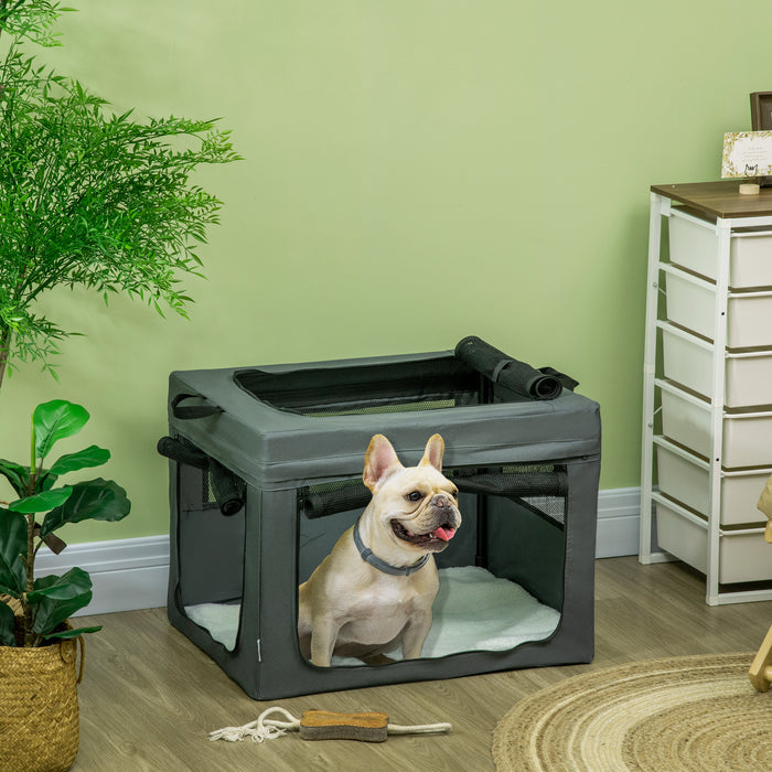 Portable Pet Carrier for Small Animals - Foldable and Spacious Dog & Cat Travel Bag, 69x51x51 cm, Grey - Ideal for Miniature Dog Breeds & Cats on the Go