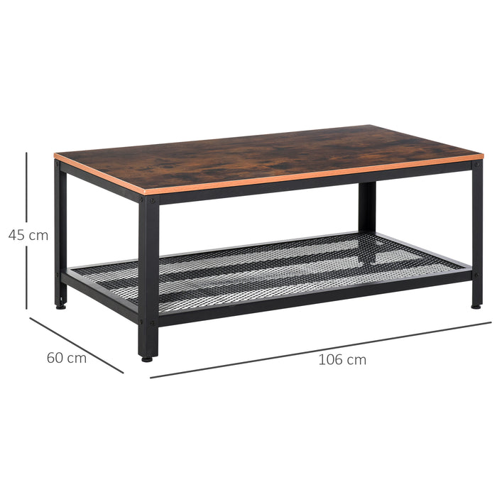 Industrial Style Coffee Table - Living Room Two-Tone Storage Unit with Shelf, Metal Frame - Modern Organizer for Home Décor and Organization