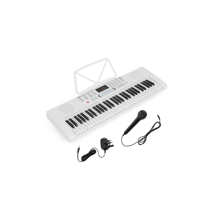 61-Key Black Electronic Keyboard - Integrated Microphone Feature - Perfect Instrument for Amateur and Intermediate Musicians