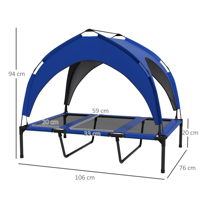 Elevated Dog Bed with Cooling Breathable Mesh - Washable, Durable Design for Large Pets - Ideal Comfort for Hot Weather Conditions, 106x76x94cm, Dark Blue