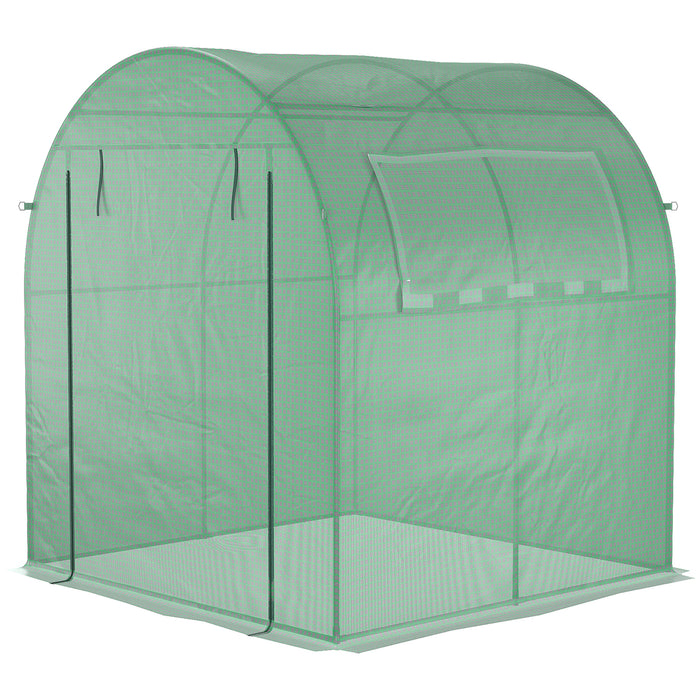 Walk-In Polytunnel Greenhouse - Sturdy Garden Greenhouse with Roll-Up Window, Door, 1.8x1.8x2m - Ideal for Plant Protection & Year-Round Gardening