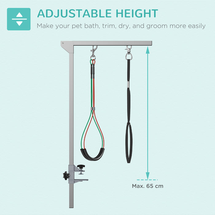 Adjustable 29" Foldable Dog Grooming Arm with Clamp - Pet Grooming Holder for Tables with Dual Haunch Supports - Medium Dog Grooming Accessory for Secure & Comfortable Pet Care