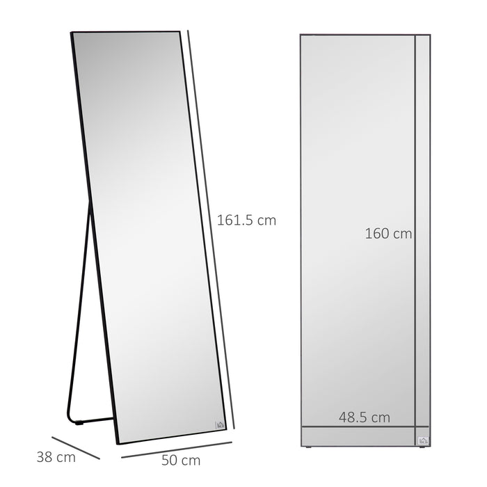 Full-Length Aluminum Alloy Framed Mirror - Versatile Floor Standing or Wall Hanging Design - Ideal for Bedroom & Living Room Decor Enhancements