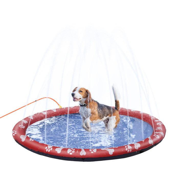 150cm Splash Pad for Dogs - Sprinkler Bath Pool & Water Play Mat - Non-Slip Outdoor Fun for Pets