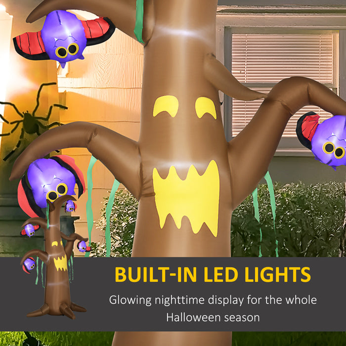 8ft Inflatable Halloween Ghost Tree with Bats - LED-Lit Blow-Up Outdoor Decor with Upside-Down Bats - Perfect for Spooky Yard Displays and Nighttime Ambiance