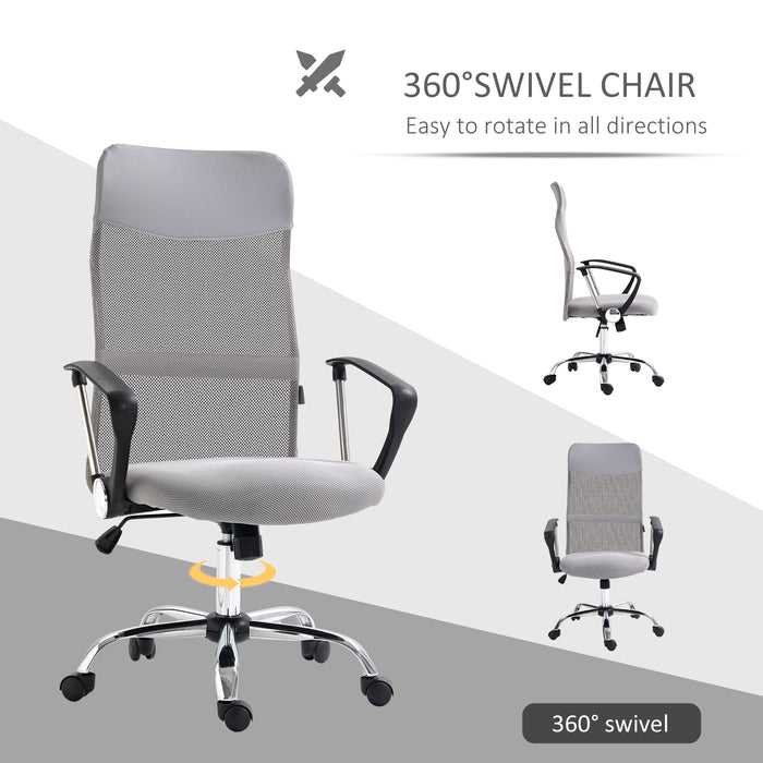 Ergonomic Mesh Office Chair with Adjustable Height and Tilt - Light Grey Comfort Seating Solution - Ideal for Home and Office Use