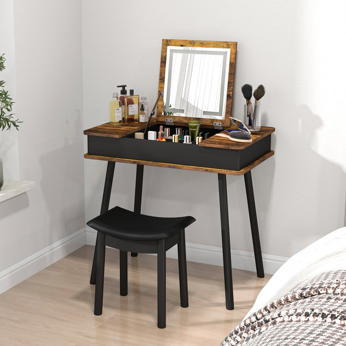 Vanity Set Collection - Makeup Dresser with Flip-Top Mirror and Cushioned Stool - Ideal for Beauty Enthusiasts and Professional Makeup Artists