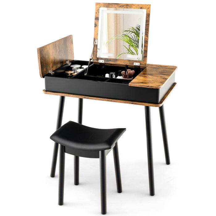 Vanity Set Collection - Makeup Dresser with Flip-Top Mirror and Cushioned Stool - Ideal for Beauty Enthusiasts and Professional Makeup Artists