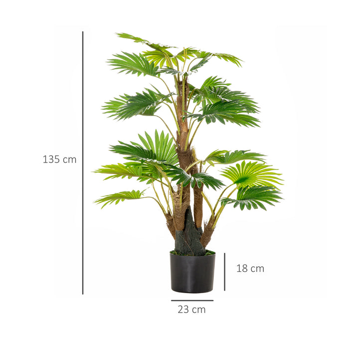 Artificial Palm Tree Duo - 135cm Tall Lifelike Green Faux Plants in Pots - Indoor/Outdoor Home Decor Accent
