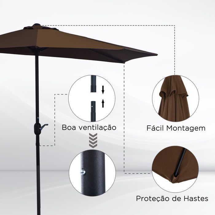 2.7m Half Parasol Umbrella for Balconies - Sturdy 5 Steel Rib Design, Outdoor Shade Solution - Perfect for Small Spaces and Garden Patios
