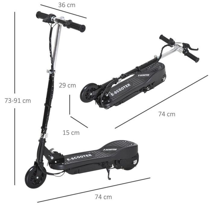 Kids Folding Electric Bike - 120W Motor, Dual 12V Batteries, Adjustable Height, PU Wheels - Ride-on E-Scooter for Children Aged 7-14, Black